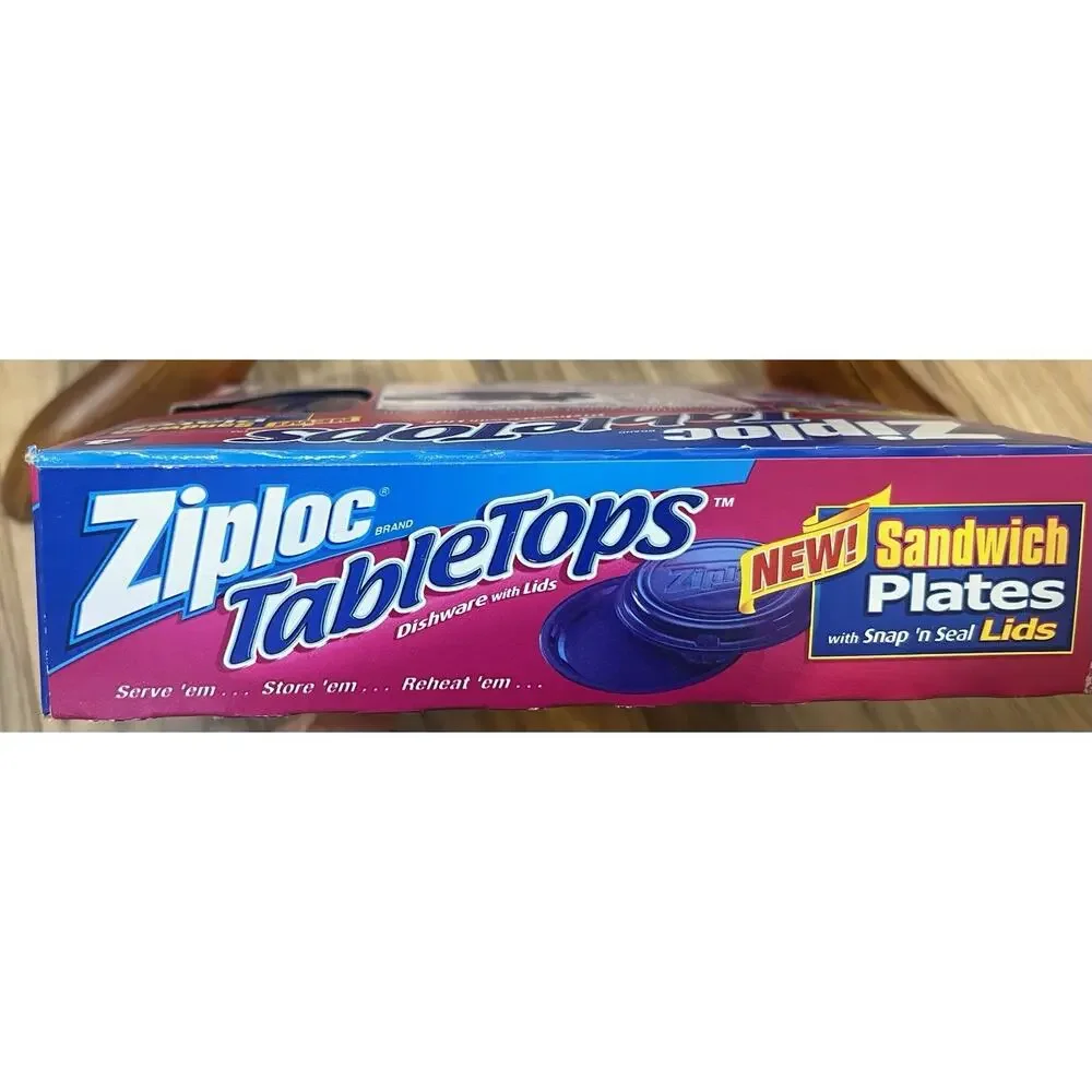 Ziploc TableTops Sandwich Plates & Snap ‘n Seal Lids NIB Sealed 4 Pack NEW